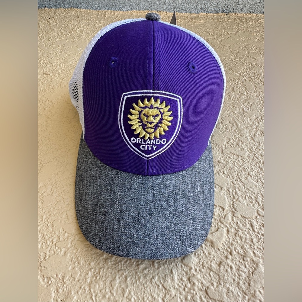 Orlando City SC Purple White Gray Hat MLS Adjustable SnapBack OS NWT
